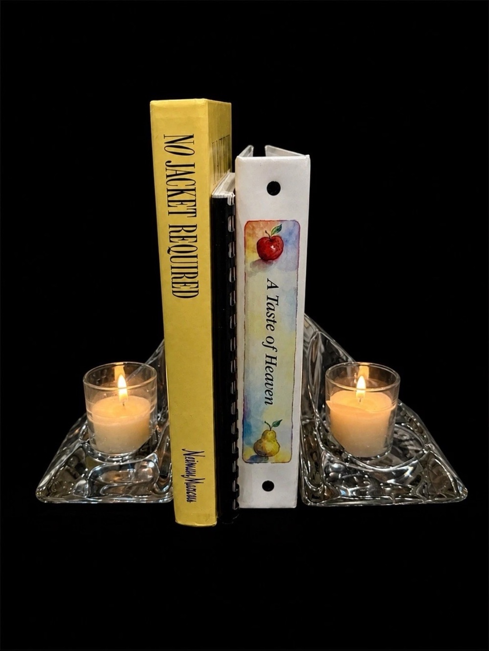 Vtg  Crystal Pyramid Candle Holders/Bookends MCM